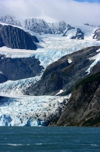The glacier with thousands year old ice silently flowing